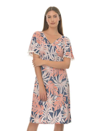 Καφτάνι Midi Εμπριμέ με Εντυπωσιακό Digital Print Floral Τύπωμα σε Trendy Χρωματικούς Συνδυασμούς - PNN Nightwear