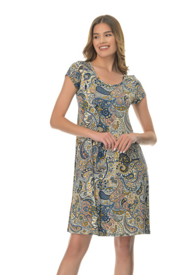 Καλοκαιρινό Φόρεμα σε Boho διάθεση με λαχούρια και εντυπωσιακό print - PNN Nightwear