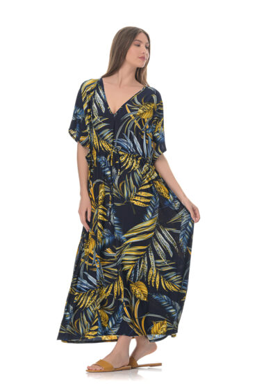 Καφτάνι Maxi Εμπριμέ με Εντυπωσιακό Digital Print Floral Τύπωμα σε Trendy Χρωματικούς Συνδυασμούς - PNN Nightwear