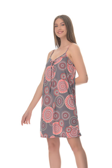 Καλοκαιρινό Midi Φόρεμα Εμπριμέ με Λεπτή Τιράντα από Viscose Ανώτερης Ποιότητας Εξαιρετικής Απαλότητας σε Boho Print Μοτίβο - PNN Nightwear