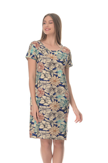 Κοντομάνικο φόρεμα σε floral, δροσερό, ανάλαφρο κι αέρινο, must-have για τις καθημερινές βόλτες - PNN Nightwear