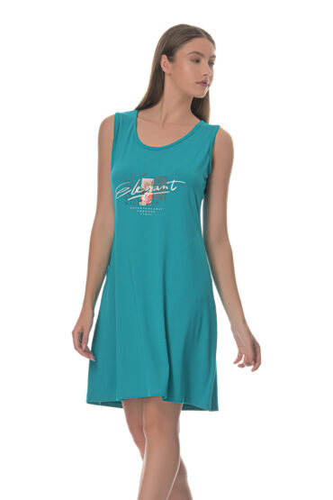 Κλασσικό Φόρεμα Αμάνικο Μονόχρωμο από Δροσερή Βισκόζη Ανώτερης Ποιότητας με Λαιμόκοψη και Υπέροχη Στάμπα Elegant με τέλεια Εφαρμογή - PNN Nightwear