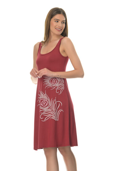Φόρεμα Αμάνικο Μονόχρωμο από Viscose Ανώτερης Ποιότητας με Λαιμόκοψη και Στάμπα - PNN Nightwear